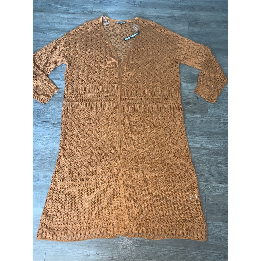 Moral Fiber Long Cardigan Womens Medium Open Front Lightweight Duster 3X